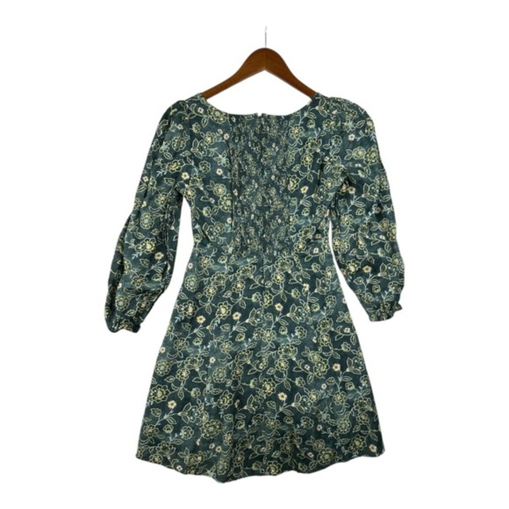 J. Crew Sweetheart Long Sleeve Mini Dress size 2 Green Vintage Vines - Picture 5 of 8